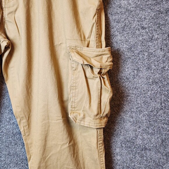 Wrangler Men Stretch Taper Leg Regular Fit Cargo Pants 38x30 Multi-Pockets Beige - Picture 6 of 13